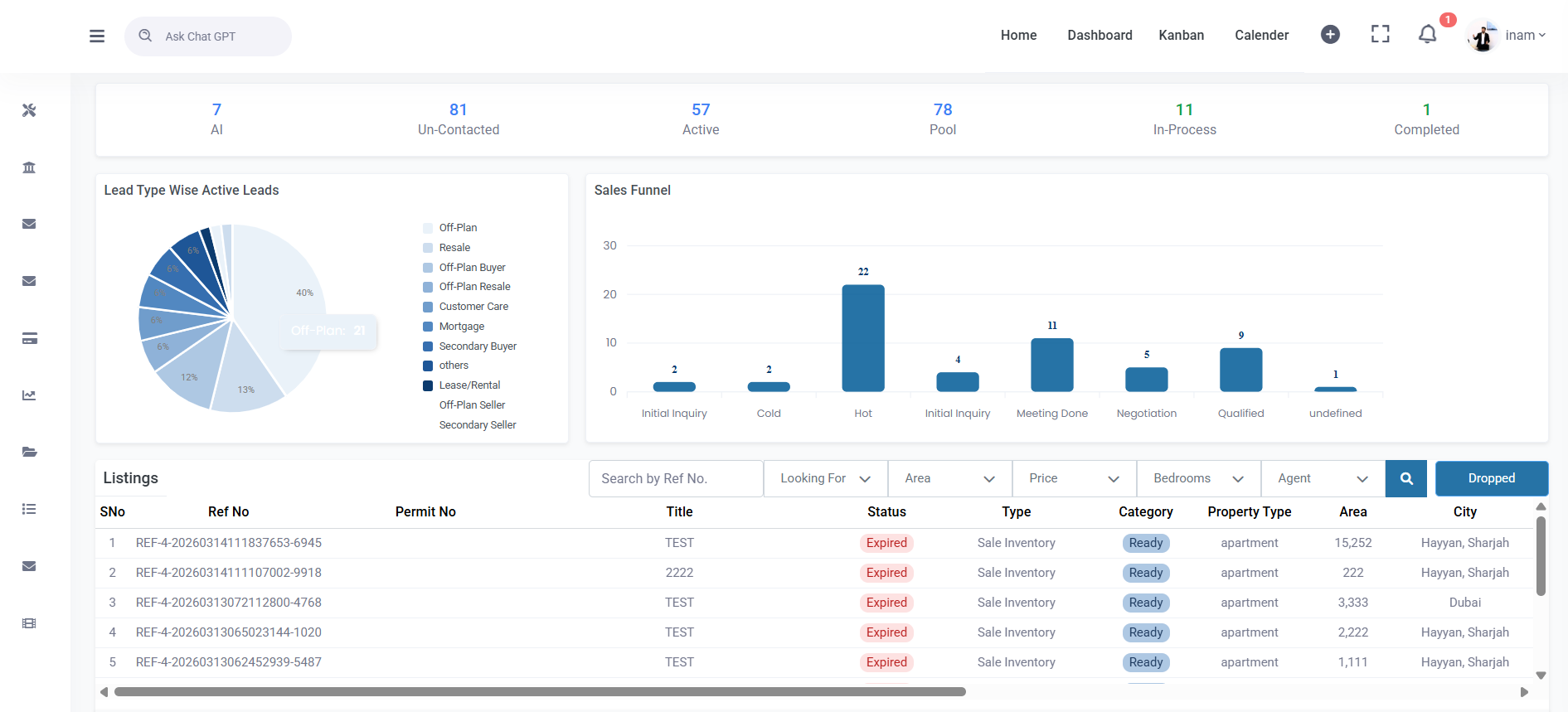 iSolve CRM desktop dashboard